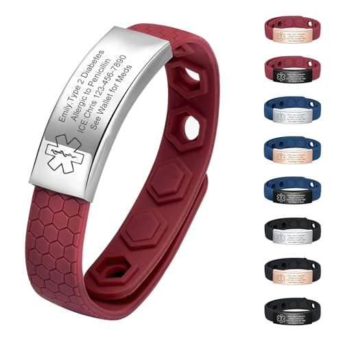 XUANPAI SOS Armband Notfallarmband Kinder Erwachsene - Personalisiertes Medizinische Notfallarmbänder mit Telefonnummer Bequemes Silikonarmband Medizinwarnung für Allergien Epilepsie Diabetes von XUANPAI