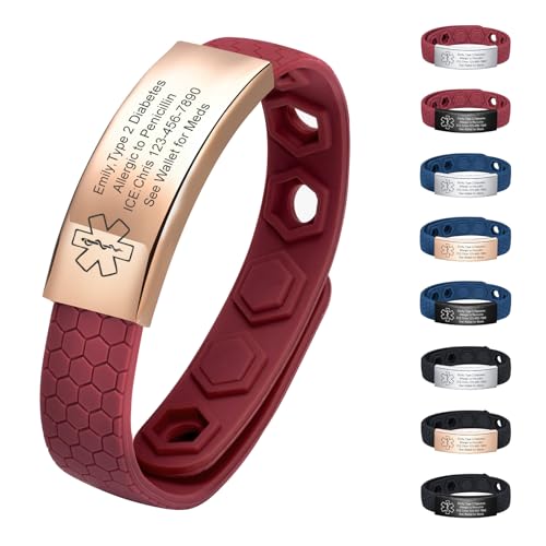 XUANPAI SOS Armband Notfallarmband Kinder Erwachsene - Personalisiertes Medizinische Notfallarmbänder mit Telefonnummer Bequemes Silikonarmband Medizinwarnung für Allergien Epilepsie Diabetes von XUANPAI