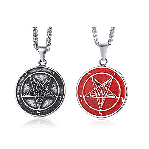 XUANPAI Satan Wiccan Satanism Anhänger Satanic System Emblem Siegel von Luzifer Amulett Halsketten Set für Männer von XUANPAI