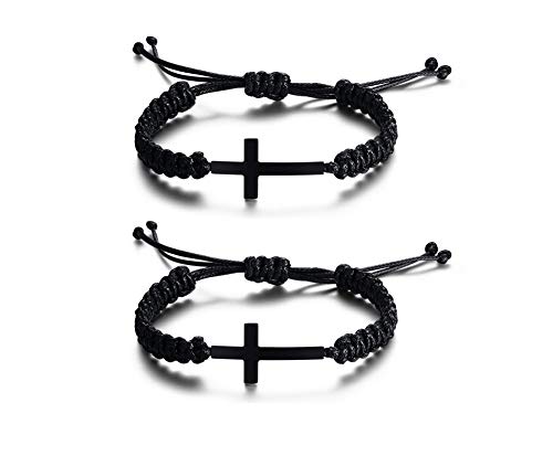 XUANPAI Set von 2 Handgefertigten Geflochtenen Seil Kreuz Armband Verstellbares Armband Geschenk für Männer Frauen Jungen Mädchen von XUANPAI