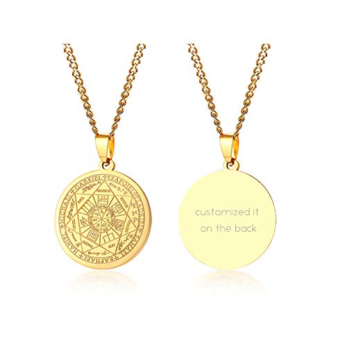 XUANPAI Siegel der Sieben Erzengel Ketten Choker Statement Halskette Talisman Anhänger Amulett Schmuck für Männer (Gold, Edelstahl - Blank) von XUANPAI