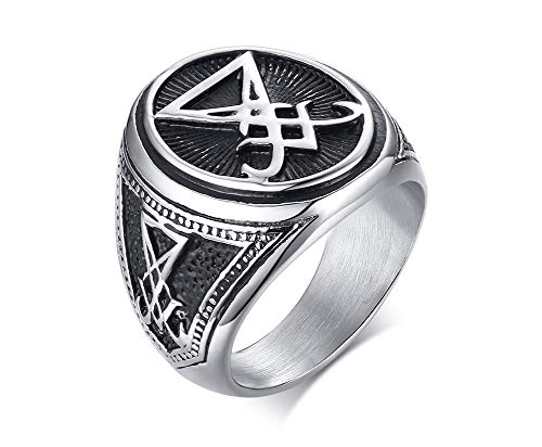 XUANPAI Siegel von Luzifer Siegel des Satans Symbol Siegelring Band für Männer Jungen, Talisman Amulett Schmuck, Größe 64 von XUANPAI