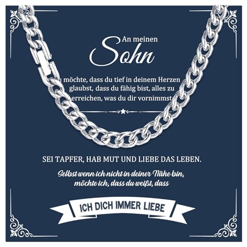 XUANPAI Sohn Geschenke Halskette Herren Silber - An meinen Sohn Kette Kubanische Edelstahl Ketten Hip-Hop Halskette für Männer Jungs Geburtstag Geschenk für Sohn 6mm 50cm XUANPAI Sohn Geschenke Halskette Herren Silber - An meinen Sohn Kette Kubanische Edelstahl Ketten Hip-Hop Halskette für Männer Jungs Geburtstag Geschenk für Sohn 6mm 50cm von XUANPAI