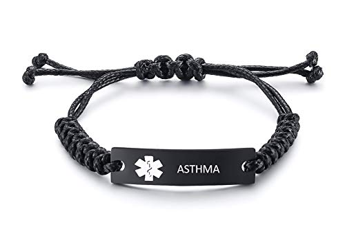 XUANPAI Type 1 Diabetes Geflochtenes Seil Notfall Weiß Medical Alert ID Identifikationsarmband für Frauen Männer Kinder, 4-9 Zoll von XUANPAI