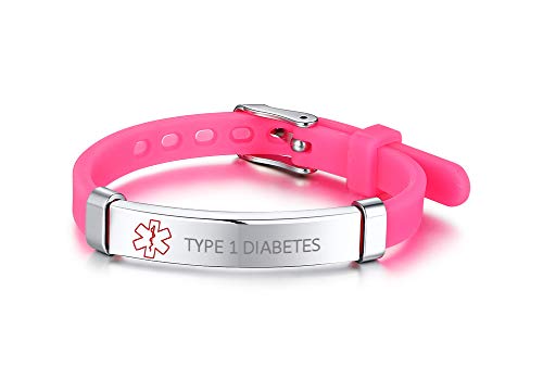 XUANPAI TYPE 1 DIABETES Silikonkautschuk Edelstahl Armband Armband Geschenk für Jungen Mädchen Kinder Anpassen, Rosa von XUANPAI