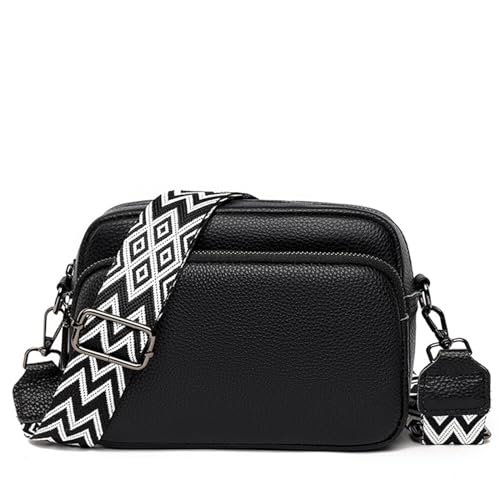 XUANXIE Damen umhängetaschen Crossbody Leder Schultertaschen für Damen klein Handytasche zum umhängen Umhängetasche Damen Klein Moderne Taschen mit Breitem Schultergurt u 3 fächern von XUANXIE