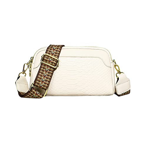 XUANXIE Klein Umhängetasche Damen Leder Crossbody Bag Breiter Gurt Schultertasche Mini Handtasche Moderne Taschen Stylish Bauchtasche von XUANXIE