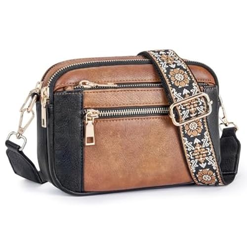 XUANXIE Umhängetasche Damen Mittelgroß Tasche Damen Umhängetasche，Crossbody Bag Damen Handytasche zum Umhängen,Weich Breiter Gurt Moderne Taschen mit Breitem Schultergurt u 4 fächern von XUANXIE