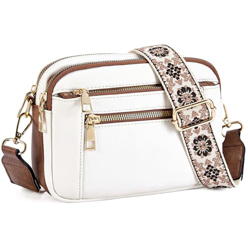 XUANXIE Umhängetasche Damen Mittelgroß Tasche Damen Umhängetasche，Crossbody Bag Damen Handytasche zum Umhängen,Weich Breiter Gurt Moderne Taschen mit Breitem Schultergurt u 4 fächern von XUANXIE