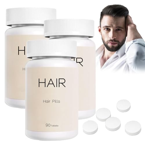 Haarkur-Pillen Für Männer, Haarpflegemittel Für Männer, Haarpflegemittel Für Männer, Professionelle Stärke Für Dickeres, Kräftigeres Und Volleres Haar (3 Flaschen) von XUANXUANQZ