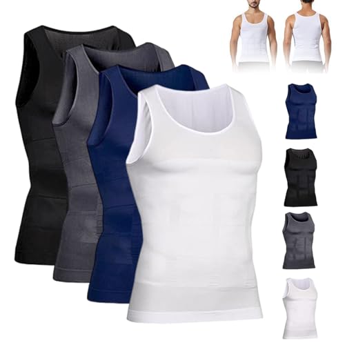 Selure Shaping Tank Herren, Selure Kompressionsshirt, 2025 Neue Figurformende Ärmellose Shirts Für Männer Für Einen Straffen Körper (4er-Packung,XL) von XUANXUANQZ
