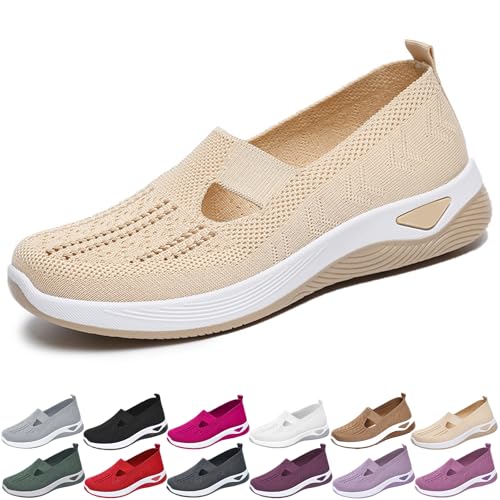 Stanceflex Schuhe für Damen, orthopädische Wanderschuhe für Damen, Fußgewölbeunterstützung, atmungsaktiv, Gehkomfort, rutschfeste Sneaker, breite Weite Sneaker, beige, 43 EU Stanceflex Schuhe für Damen, orthopädische Wanderschuhe für Damen, Fußgewölbeunterstützung, atmungsaktiv, Gehkomfort, rutschfeste Sneaker, breite Weite Sneaker, beige, 43 EU von XUANXUANQZ