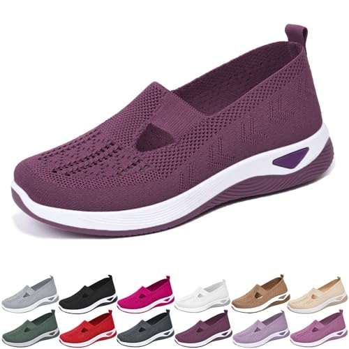 Stanceflex Schuhe für Damen, orthopädische Wanderschuhe für Damen, Fußgewölbeunterstützung, atmungsaktiv, Gehkomfort, rutschfeste Sneaker, breite Weite Sneaker, dunkelviolett, 41 EU Stanceflex Schuhe für Damen, orthopädische Wanderschuhe für Damen, Fußgewölbeunterstützung, atmungsaktiv, Gehkomfort, rutschfeste Sneaker, breite Weite Sneaker, dunkelviolett, 41 EU von XUANXUANQZ