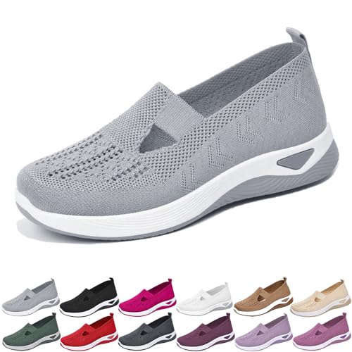 Stanceflex Schuhe für Damen, orthopädische Wanderschuhe für Damen, Fußgewölbeunterstützung, atmungsaktiv, Gehkomfort, rutschfeste Sneaker, breite Weite Sneaker, grau, 43 EU Stanceflex Schuhe für Damen, orthopädische Wanderschuhe für Damen, Fußgewölbeunterstützung, atmungsaktiv, Gehkomfort, rutschfeste Sneaker, breite Weite Sneaker, grau, 43 EU von XUANXUANQZ
