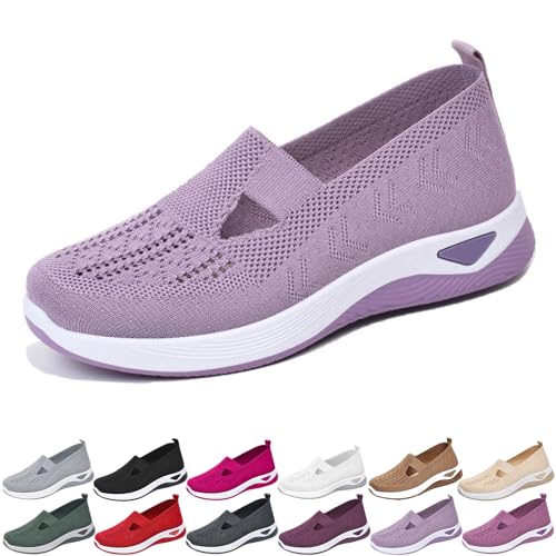 Stanceflex Schuhe für Damen, orthopädische Wanderschuhe für Damen, Fußgewölbeunterstützung, atmungsaktiv, Gehkomfort, rutschfeste Sneaker, breite Weite Sneaker, hellviolett, 42 EU Stanceflex Schuhe für Damen, orthopädische Wanderschuhe für Damen, Fußgewölbeunterstützung, atmungsaktiv, Gehkomfort, rutschfeste Sneaker, breite Weite Sneaker, hellviolett, 42 EU von XUANXUANQZ