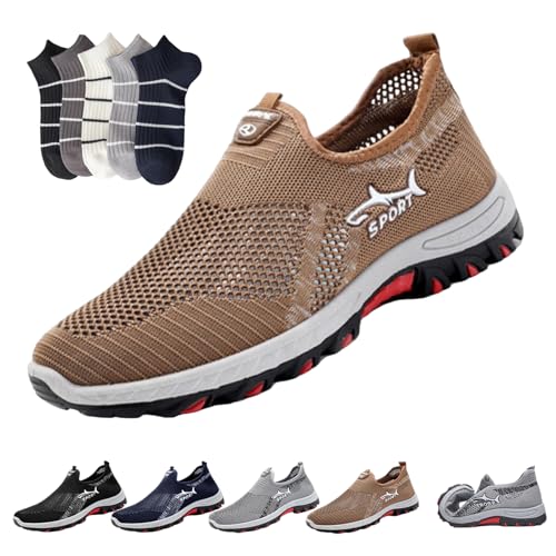 XUANXUANQZ Jarv Cooling Comfort Sneaker, Atlacoast Atmungsaktive, Weiche Sohle, rutschfeste Slipper Für Herren, Orthopädische Wanderschuhe Mit Anti-Rutsch-Sohlen (Kaffee,41) von XUANXUANQZ