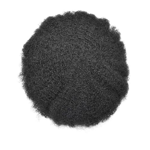 Lockiges Haar-Toupet for Männer, lockiges Haar, Männer-Perücken for Männer, natürliches männliches Haar, Prothese, PU-Basisdichte, Echthaar, Haarteil-Ersatzsystem (Color : 1B 6mm, Size : 120_6X8) von XUCHIL