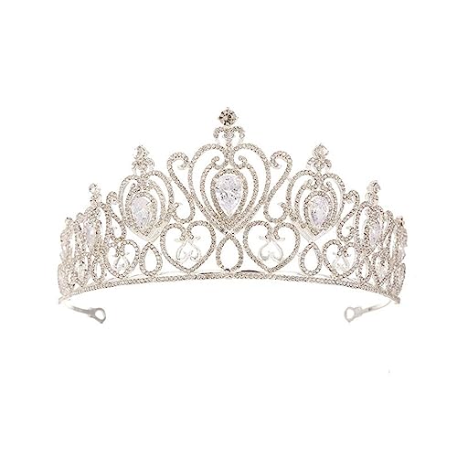 XUCHIL Handgemacht Mädchen Krone Haarschmuck Hochzeit Stirnbänder Herz Braut Kopfschmuck Verlobungsschmuck Herz Trendiges Diadem Hochzeit Stirnband (Style : Silver White) von XUCHIL