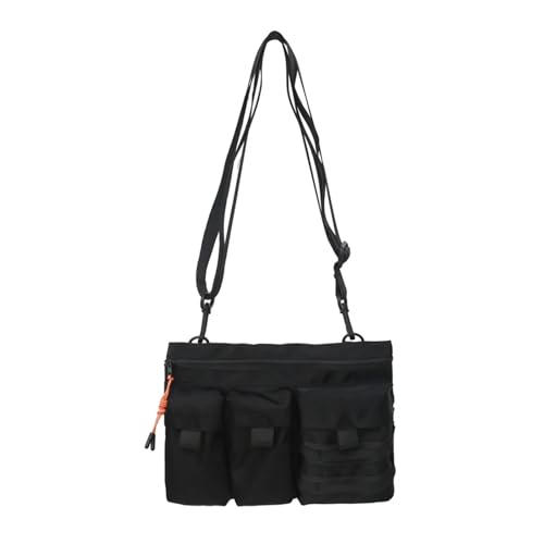Multi-Pocket-Funktion Nylon Messenger Bags Outdoor Mountain Style Umhängetasche Unisex Casual Bessenger Bag(Black) von XUCZHAI