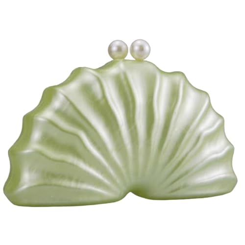 Muschelform Clutch Bag Damen Abendgesellschaft Niedliche Geldbörse Weiß Rosa Champagner Muschel Handtasche Kette Umhängetasche Sac(Light green) von XUCZHAI