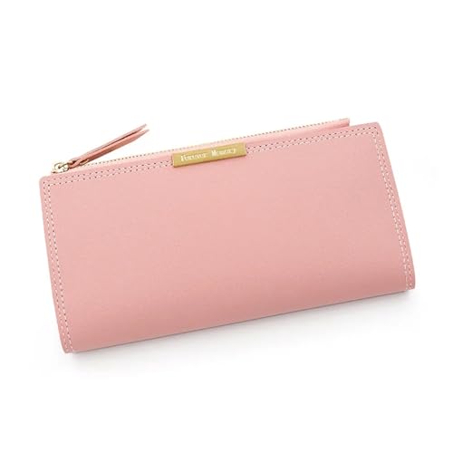 XUCZHAI Damen Geldbörsen Lange Brieftasche Weibliche Leder Geldbörse ID Karte Halter Frauen(Pink) von XUCZHAI