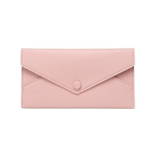 XUCZHAI Damen Lange Geldbörse Umschlagschnalle Litschi-Korn Clutch Große Kapazität Multi-Kartensteckplatz Münzgeldbörse Damengeldbörse(Pink) von XUCZHAI