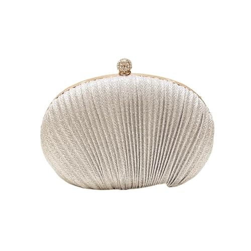 XUCZHAI Diamant Golden Abend Clutch Tasche Frauen Hochzeit Glänzende Handtaschen Braut Plissee Geldbörse Taschen Kette Umhängetasche(Silver) von XUCZHAI