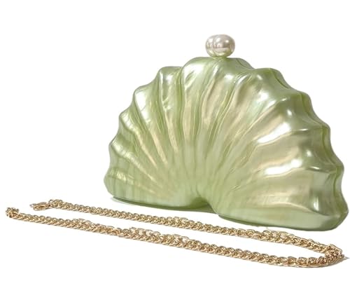 XUCZHAI Grüne Marmorschale PVC-Harz Perlen Griff Box Kupplungen Frauen Schulter Tote Abend Party Günstige Handtasche und Geldbörse Taschen(O shape chain) von XUCZHAI