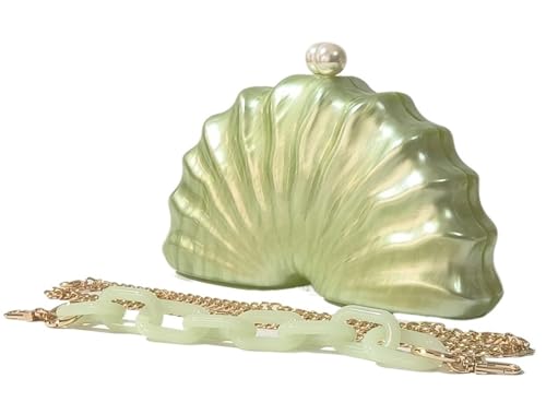 XUCZHAI Grüne Marmorschale PVC-Harz Perlen Griff Box Kupplungen Frauen Schulter Tote Abend Party Günstige Handtasche und Geldbörse Taschen(Resin handle) von XUCZHAI