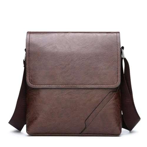 XUCZHAI Kleine Männer Messenger Taschen Tasche Business Mann Umhängetasche Vintage Sling Pack Leder Männlichen Casual Schulter Luxus(Deep Brown) von XUCZHAI