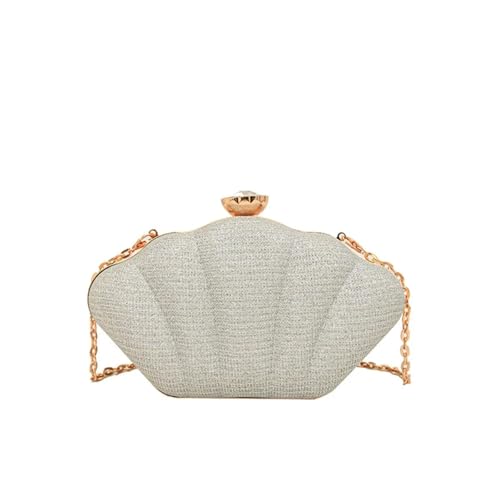XUCZHAI Lässige Muschelform Abendbanketttasche Glitzer Strass Box Handtasche Große Kapazität Umhängetasche Damen Clutch Party(Silver) von XUCZHAI