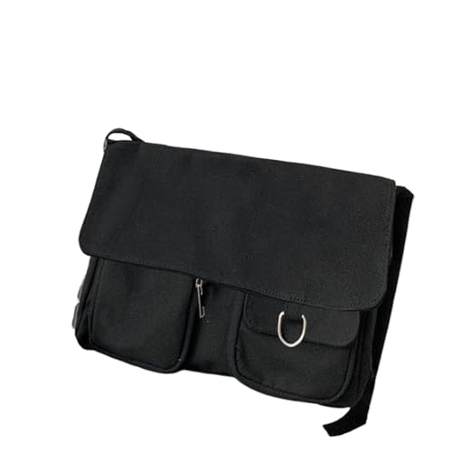 XUCZHAI Leinwand Diagonal Kreuz Tasche Casual Frauen Große Kapazität Schulter Einfarbig Damen Messenger Taschen(Black) von XUCZHAI