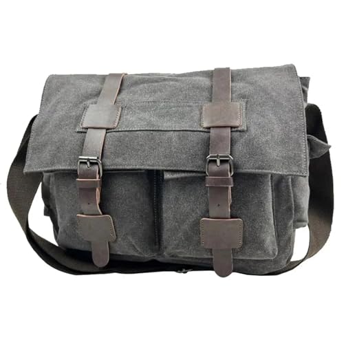 XUCZHAI Männer Business Messenger Taschen for Schulter Tasche Leinwand Umhängetasche Pack Retro Casual Büro Reisetasche Vintage(Deep Grey) von XUCZHAI