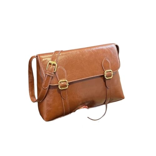 XUCZHAI Messenger Bag Retro Schulter Umhängetasche Damentasche(Yellowish brown) von XUCZHAI