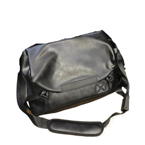 XUCZHAI Messenger Bag Umhängetasche Einzelne Herren Große Kapazität Leder Freizeit Einfach(Black) von XUCZHAI