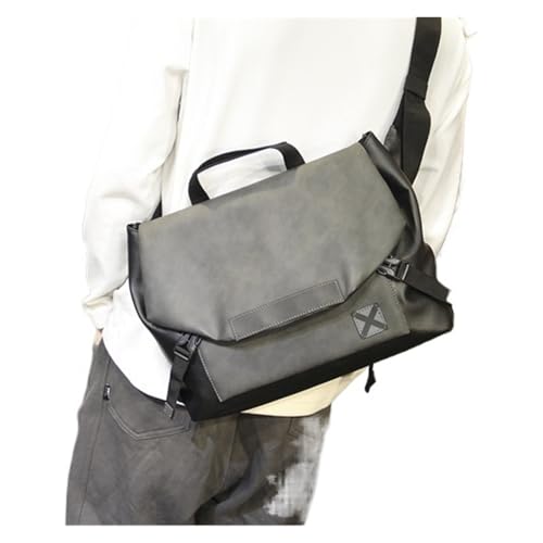 XUCZHAI Messenger Bag Umhängetasche Einzelne Herren Große Kapazität Leder Freizeit Einfach(Grey) von XUCZHAI