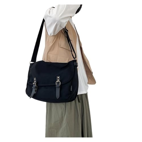 XUCZHAI Messenger Bags Damen Vintage Große Kapazität College Paare Schulter Cross-Body Canvas Tasche(Black) von XUCZHAI