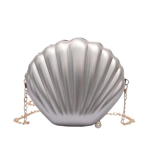 XUCZHAI Mode Frauen Schulter Handtaschen Shell Tasche Kette Niedlich Pailletten Kleine Telefon Geld Beutel Reißverschluss Umhängetaschen for(Silver) von XUCZHAI