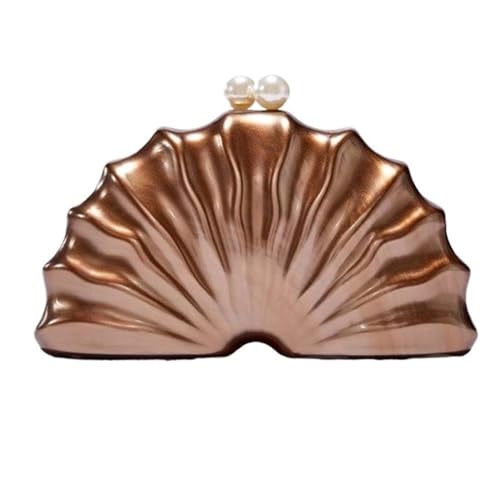 XUCZHAI Mode Shell Clutch Bag Frauen Abend Party süße Geldbörse Dame Hochzeit Perle Handtaschen Kette Schultertasche(Khaki) von XUCZHAI