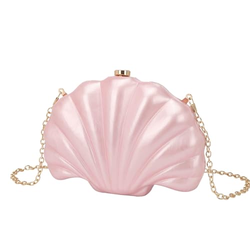 XUCZHAI Muschelform Clutch Handtasche Damen Hochzeit Abend Denner Party Niedlich Elfenbein Perle Farbe Geldbörse Sommer(Color 3) von XUCZHAI
