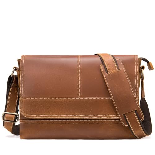 XUCZHAI Retro Leder Herren Messenger Bag große Kapazität Schulter von XUCZHAI
