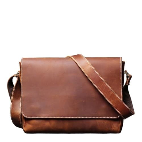 XUCZHAI Retro männer Echtes Leder One-schulter Tasche Kopf Schicht Rindsleder Kreuz Stil Große Kapazität Casual Messenger(Retro Brown) von XUCZHAI