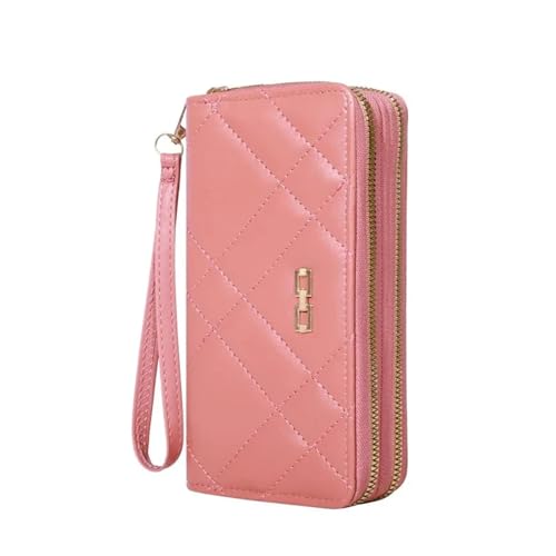 XUCZHAI Schicke, Gesteppte Lange Geldbörse for Damen – sicherer Reißverschluss, mehrere Kartenfächer, Handyfach vielseitige Clutch for jeden Anlass(Dark Pink) von XUCZHAI