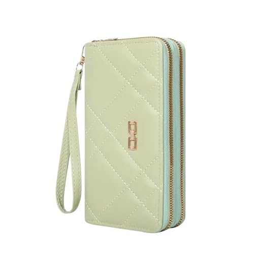 XUCZHAI Schicke, Gesteppte Lange Geldbörse for Damen – sicherer Reißverschluss, mehrere Kartenfächer, Handyfach vielseitige Clutch for jeden Anlass(Green) von XUCZHAI
