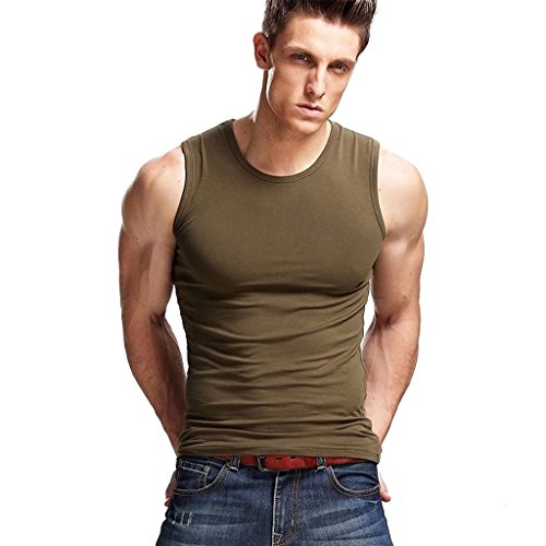 Xudian Herren-Tanktop, dehnbar, ärmellos, Rundhalsausschnitt, Armeegrün, Größe XS Xudian Herren-Tanktop, dehnbar, ärmellos, Rundhalsausschnitt, Armeegrün, Größe XS von XUDIAN