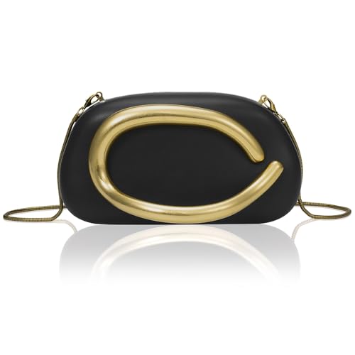 XUDREZ Damen-Clutch mit Kette, PU-Leder, Abend-Handtasche für Party, Hochzeit, Metallgriff, Crossbody-Börse, Schwarz , Einheitsgröße XUDREZ Damen-Clutch mit Kette, PU-Leder, Abend-Handtasche für Party, Hochzeit, Metallgriff, Crossbody-Börse, Schwarz , Einheitsgröße von XUDREZ