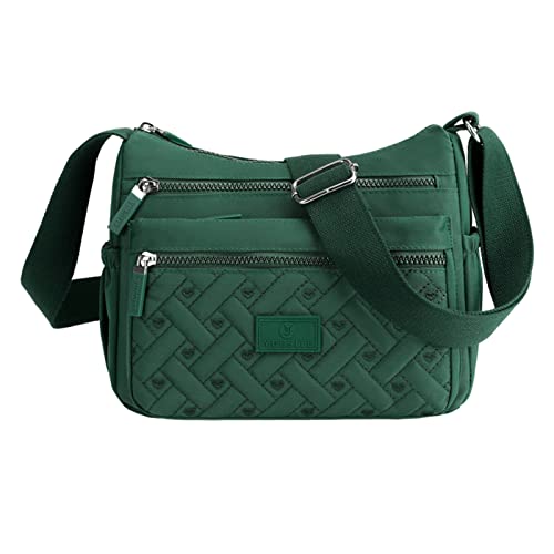 XUDREZ Damen-Umhängetasche, mehrere Taschen, Umhängetasche, Umhängetasche, Reisetasche, Handtasche, dunkelgrün von XUDREZ