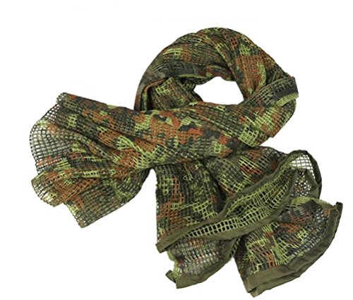 XUE Tarnnetz Netzschal zur Tarnung Tarnschal Schal Taktisch Armee militärische Schal Netting zur Jagd Airsoft Wildtierfotografie 180 x 80 cm, als Halstuch Kopftuch Kopfabdeckung Bandana von XUE