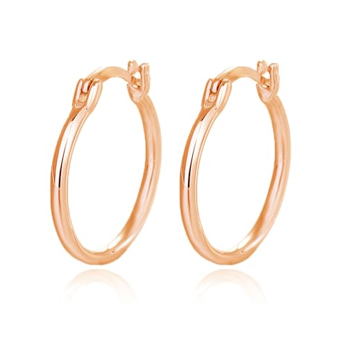 Ohrringe Silber 925 Creolen für Damen Groß Dick Creolen Hypoallergen Ohrringe 24MM RoseGold von XUEBAIFU