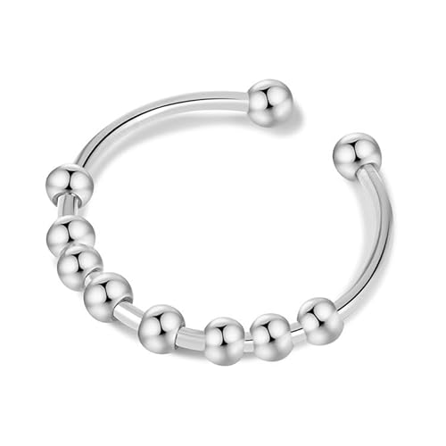 XUEBAIFU Anxiety Ring Silber 925 Spinner Ring Verstellbar Damen Herren Matt XUEBAIFU Anxiety Ring Silber 925 Spinner Ring Verstellbar Damen Herren Matt von XUEBAIFU